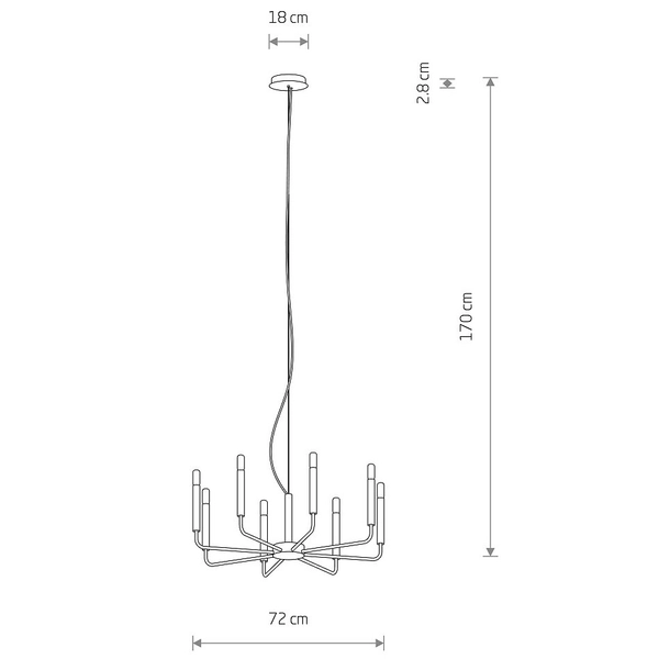 Lampa wisząca nad wyspę Orto 11461 świecznikowa metalowa jedwabisty szary