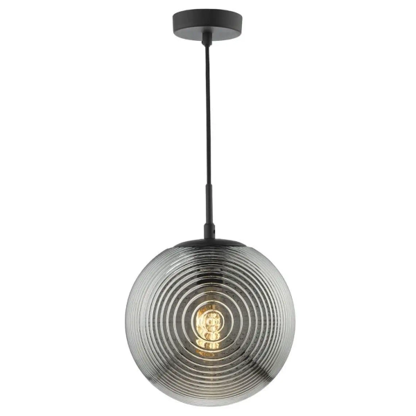 Kulista wisząca lampa Evander EVA0122 kula czarna przydymiona