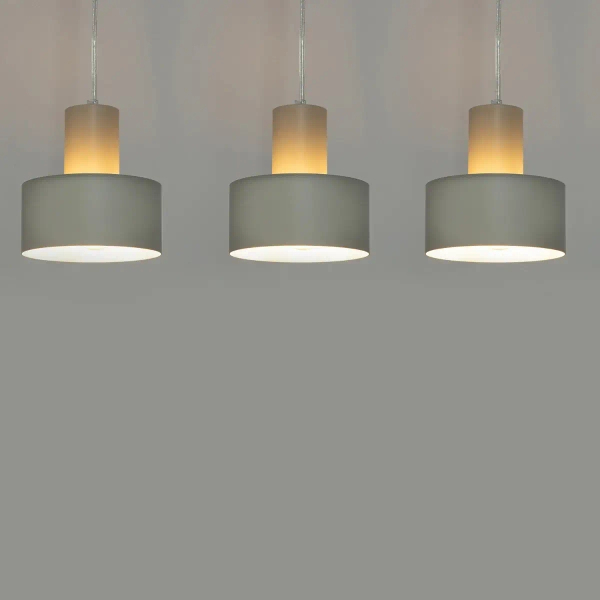 Potrójna wisząca lampa Rif 3 41163 do salonu metalowa szara beżowa