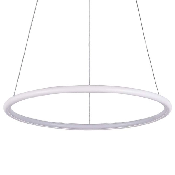 LAMPA wisząca SLIM/000061/3000/W MDECO okrągła OPRAWA metalowy ZWIS LED 32W 3000K ring biały