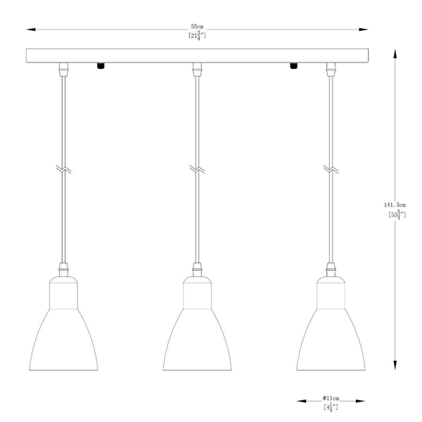 Potrójna lampa wisząca Mora A8102-3A Zumaline klosze metalowe czarne białe