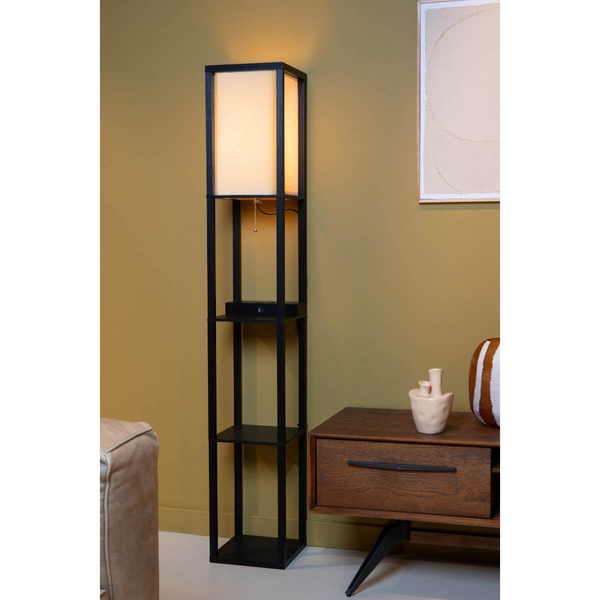 Lampa podłogowa Menno 44799/81/30 z funkcją ładowania telefonu beż czarna