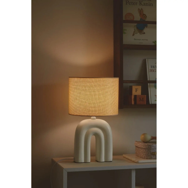 Abażurowa lampka stołowa Haze 2412705009 na komodę beżowy