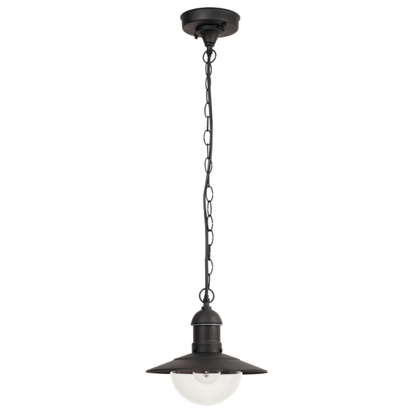 Ogrodowa LAMPA wisząca VIGO 8687 Rabalux metalowa OPRAWA kopuła ZWIS industrialny IP44 czarny matowy biały przezroczysty