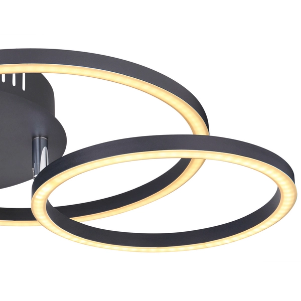 LAMPA sufitowa KENDY 67233-30S Globo metalowa OPRAWA geometryczna LED 30W 3000K pierścienie czarne rings