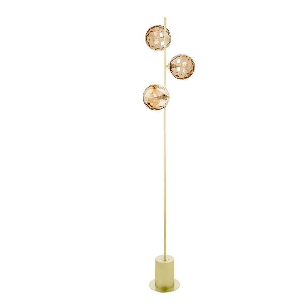 Podłogowa lampa do salonu Spiral SPI5535-11 kule bursztynowe złoty