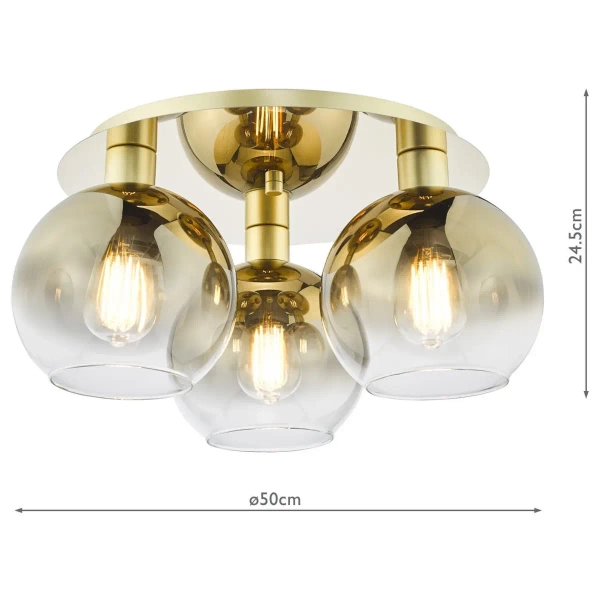 Sufitowa lampa na przedpokój Lycia LYC5335 szklana kule złoty