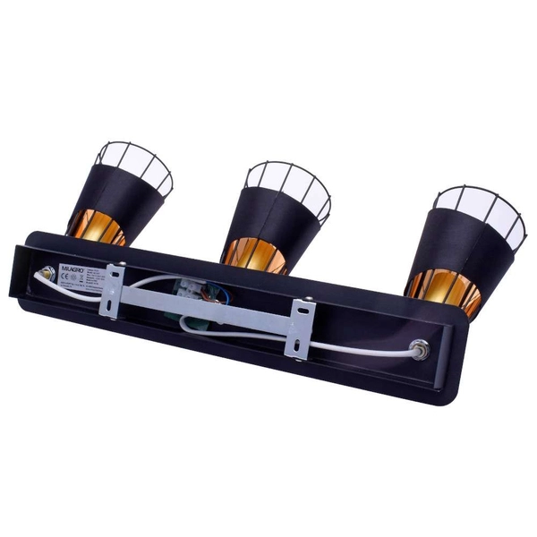 Spot LAMPA sufitowa RICK ML5567 Milagro metalowa OPRAWA industrialne reflektorki druciane na listwie czarne złote