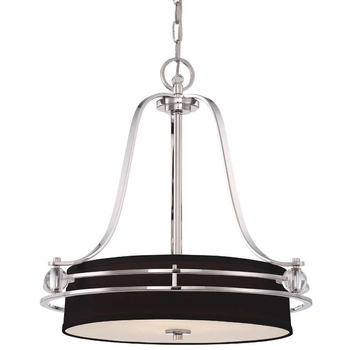 Abażurowa LAMPA wisząca QZ-GOTHAM-P Elstead QUOIZEL eklektyczna OPRAWA zwis na łańcuchu kule czarne przezroczyste chrom