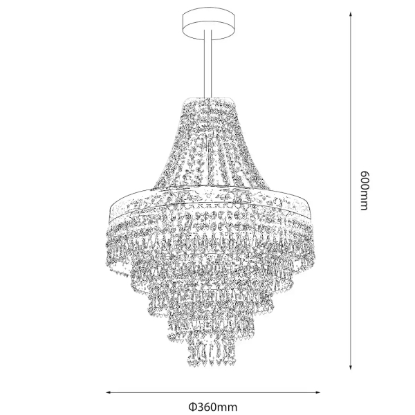 Glamour wisząca lampa Coral MLP1586 do jadalni kryształowa srebrny
