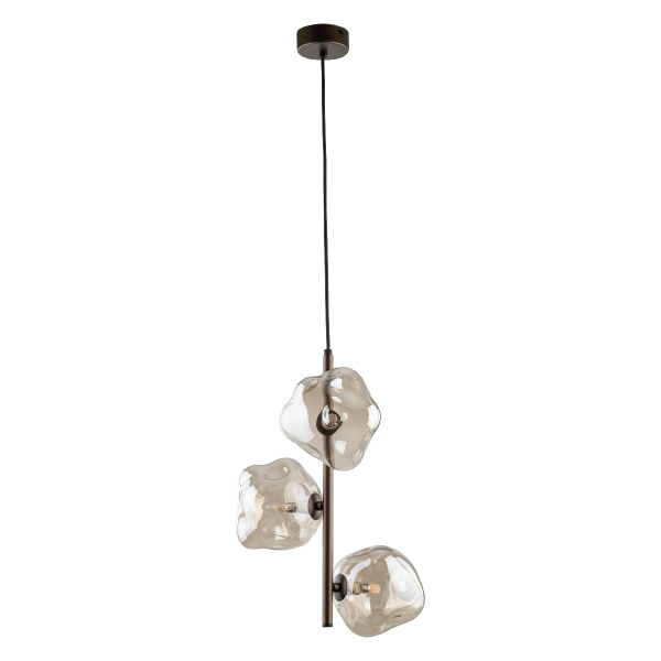 Potrójna wisząca lampa Lava Brown 11036 szklane kule brązowy