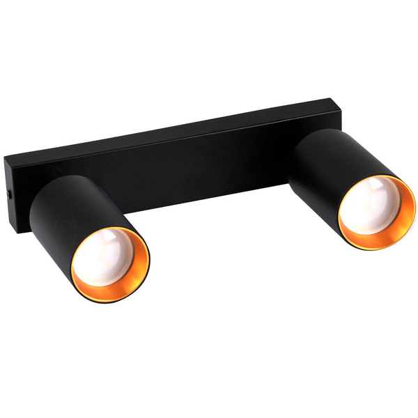 Sufitowa lampa kierunkowa Maribel tuby do garderoby czarna złota