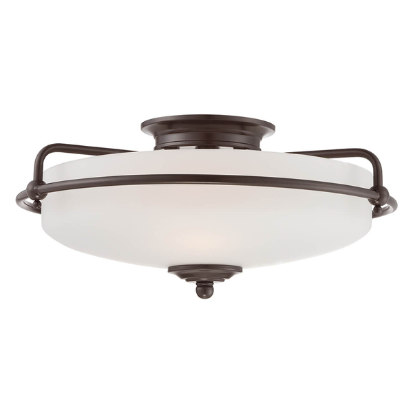 Sufitowa lampa szklana Griffin QZ-GRIFFIN-F-PN Quoizel klasyczna brązowa biała
