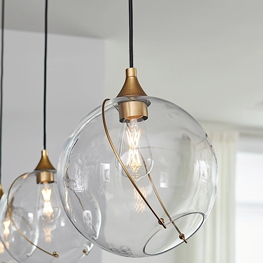 Wisząca lampa kula QN-SKYE-1P ball kulista szklana mosiądz