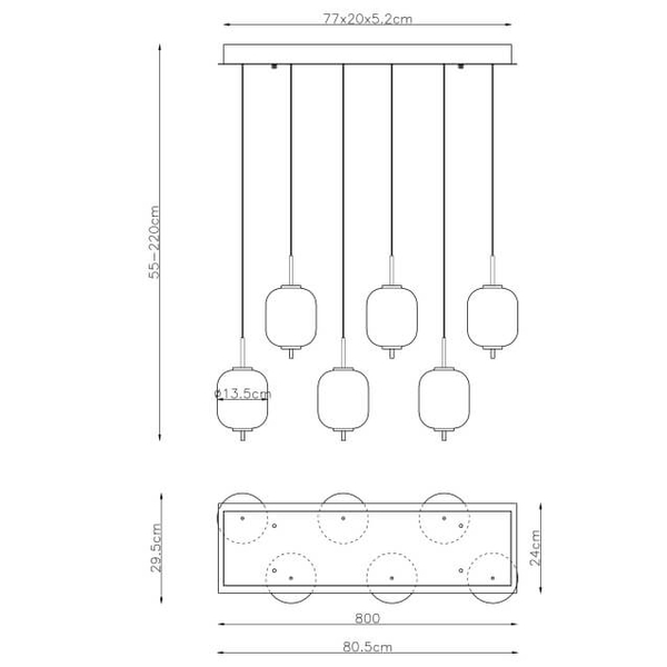 Wisząca lampa nad stół Ewald 15217-6 LED 40W 3000K kule mosiądz