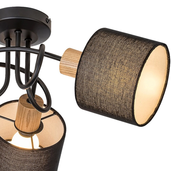 Czarna lampa sufitowa Miguel 3246 z tkaniny nowoczesna do sypialni