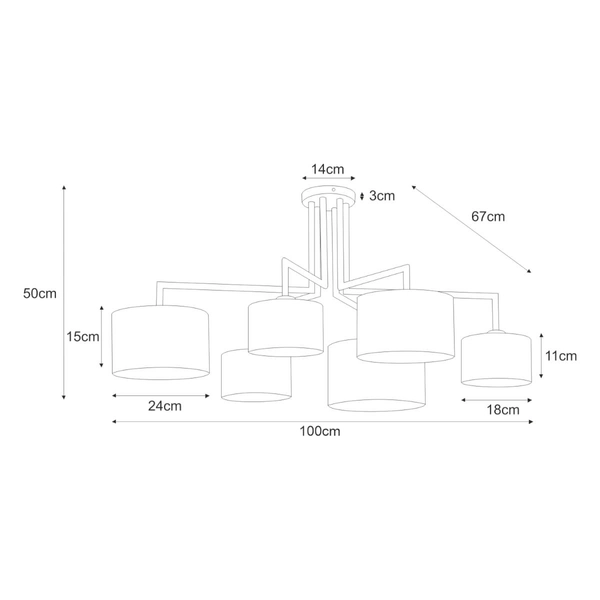 Lampa sufitowa Simone K-4321 pająk z abażurami czarny
