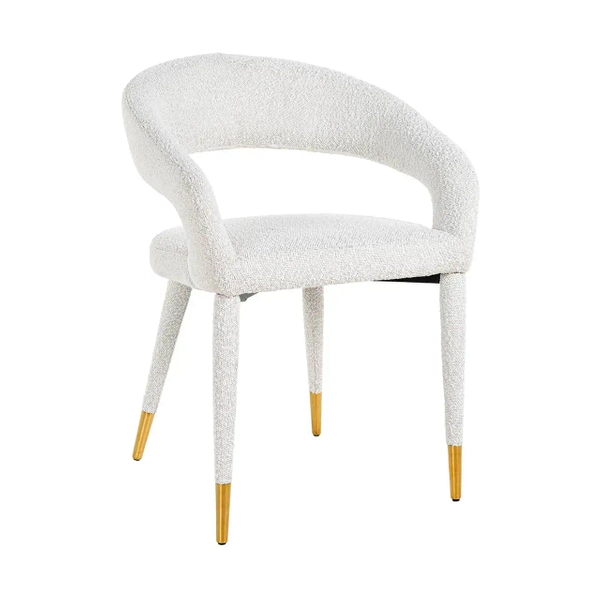 Owalne krzesło Gia S4534 WHITE BOUCLÉ Richmond Interiors złote białe