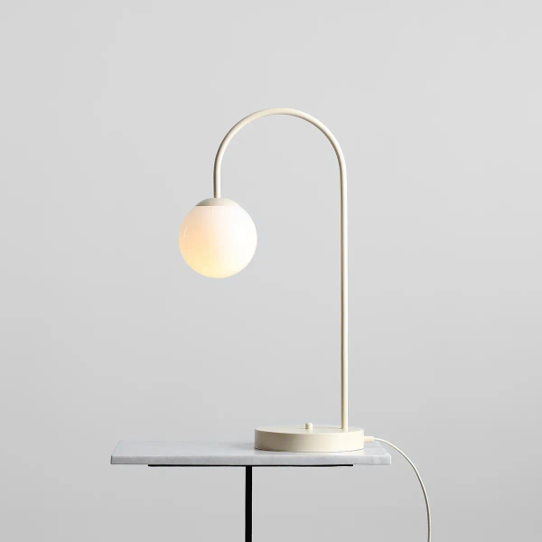 Stołowa lampka kulista UNA 1116B9 szklana okrągła biała beżowa