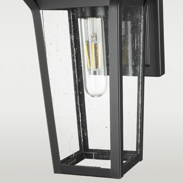 Ścienny kinkiet latarnia Zurich W01609BK Cosmolight szklany IP23 czarny