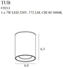 Zestaw czarny spot sufitowy Tub C0211 + RC0155/C0156 WHITE Maxlight LED 7W 3000K pierścień biały