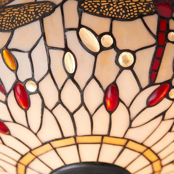 Sufitowa lampa tiffany Dragonfly 70723 witraż do jadalni beżowa kolorowa