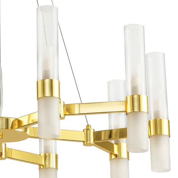 Salonowa lampa wisząca Candela DN1505-10 gold Step mleczne tuby złote