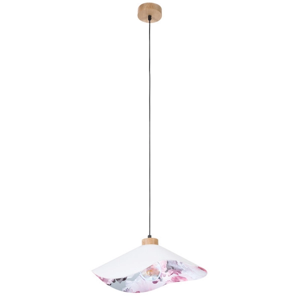 Wisząca lampa materiałowa HATTU FLORAL 1614719174 kopułowa kwiaty szary