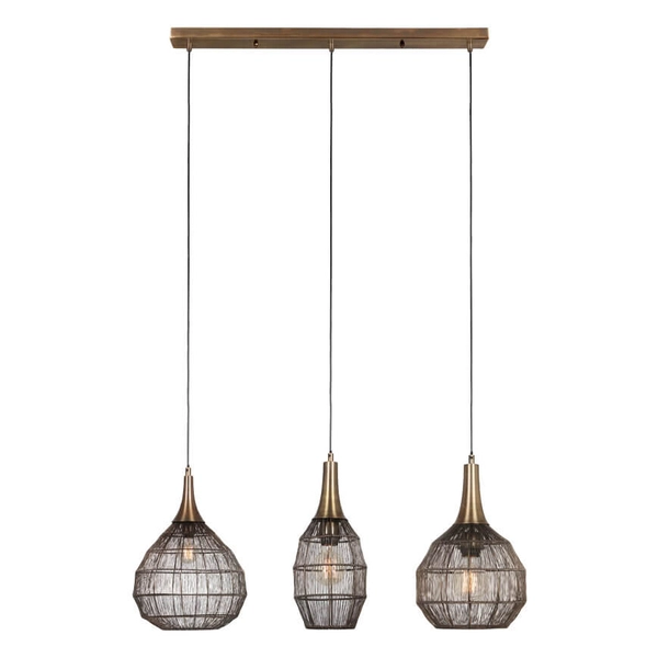 Lampa wisząca na listwie SORAYA 365400304 Trio druciana koszyk czarny złoty