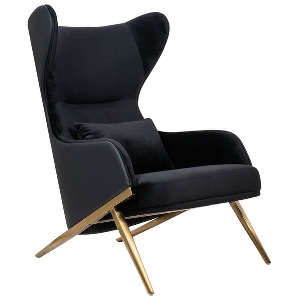 Elegancki fotel z ekoskóry Hampton Velvet MSE011000304.E43V41 czarny złoty
