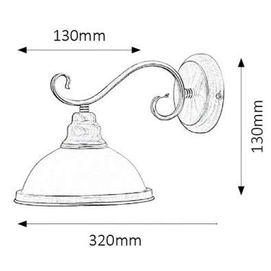 Ścienna LAMPA kinkiet ELISETT 2751 Rabalux szklana OPRAWA kopuła dzwonek metalowe ramię brązowa biała