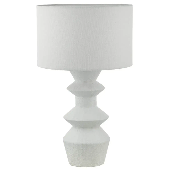 Abażurowa nocna lampka Bidelia BID422 lniana na komodę biała