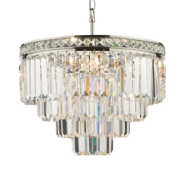Glamour wisząca lampa Vyana VYA0432 kryształowa do salonu nikiel