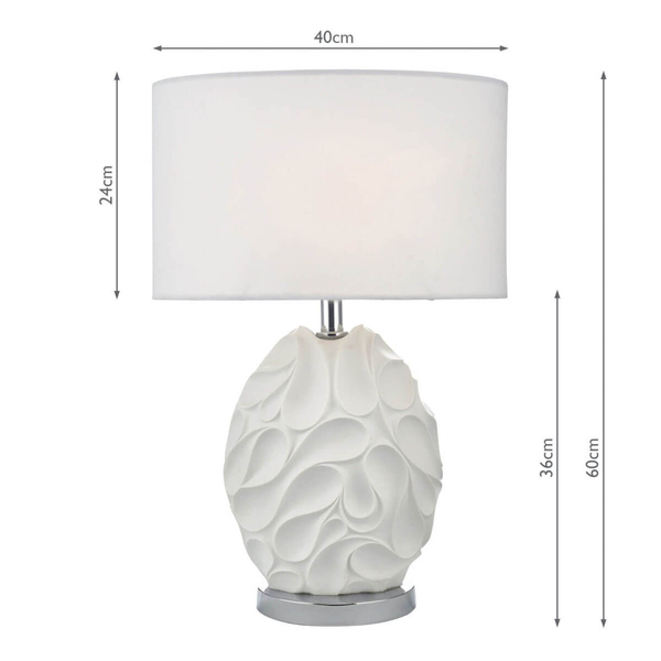 Stołowa lampka do sypialni Zachary ZAC412 glamour z abażurem biała