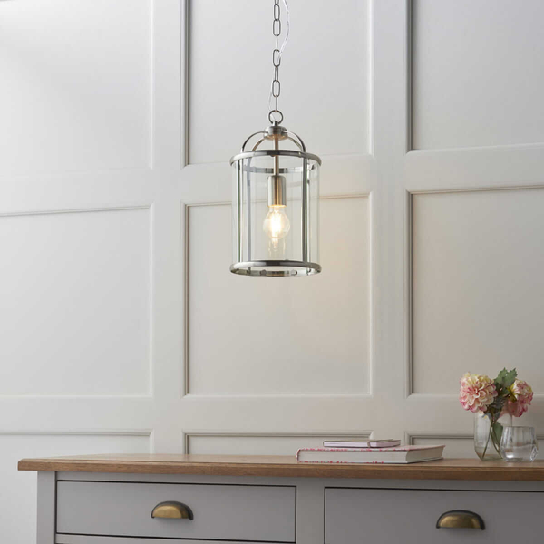 Metalowa lampa wisząca Lambeth 70323 Endon do pokoju srebrna przezroczysta