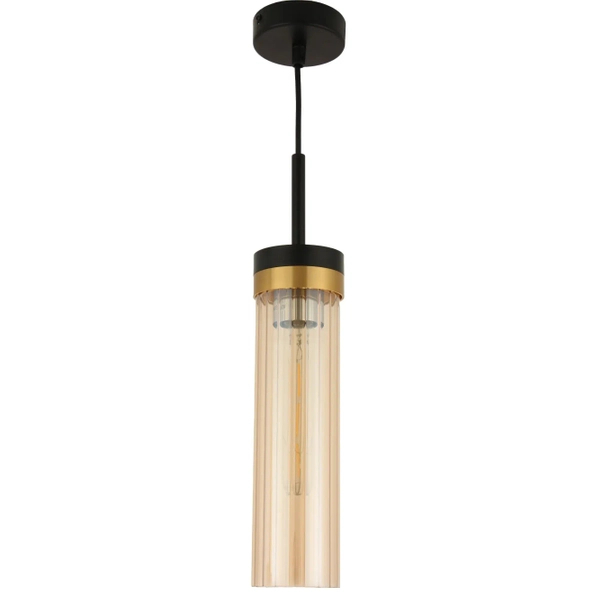 Szklana lampa wisząca Malika 1 PL0140-1 Yaskr złota czarna miodowa