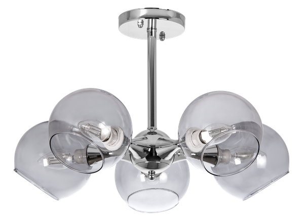 Lampa sufitowa VEN C854-5 modernistyczna szklane klosze chrom przydymione