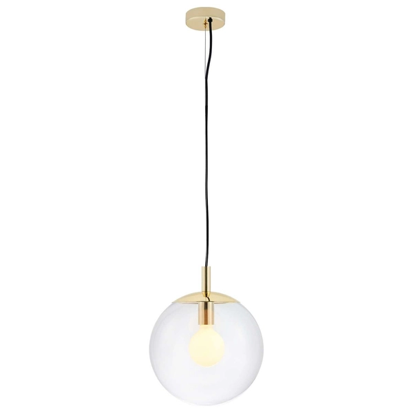 Wisząca LAMPA hygge ALUR S 10736109 Kaspa szklana OPRAWA kulisty ZWIS skandynawski kula ball złota przezroczysta