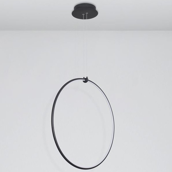 Wisząca LAMPA pierścień CHINU LE41603 Luces Exclusivas okrąga OPRAWA zwis LED 28W 3000K metalowy czarny