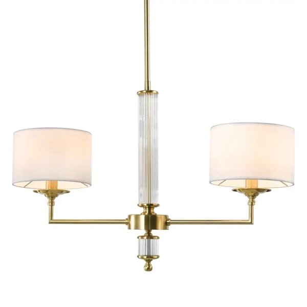 Podwójna lampa sufitowa SUTTON P02838BR-WH abażurowa mosiądz biały