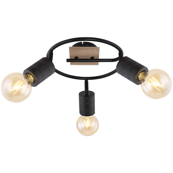 Regulowana LAMPA sufitowa JOSELLA 54033-3 Globo metalowa OPRAWA reflektorki czarne drewno