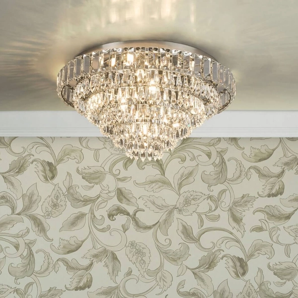 Kryształowa lampa sufitowa Osborne OSB5038-EH Dar Lighting pałacowa do pokoju srebrna