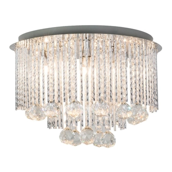 Okrągła lampa natynkowa Sitano crystal glamour do sypialni chrom