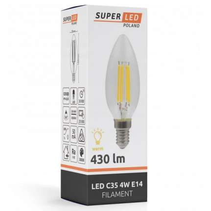 ŻARÓWKA świecznikowa SLP1415 MDECO E14 B35 4W 430lm 230V biała ciepła
