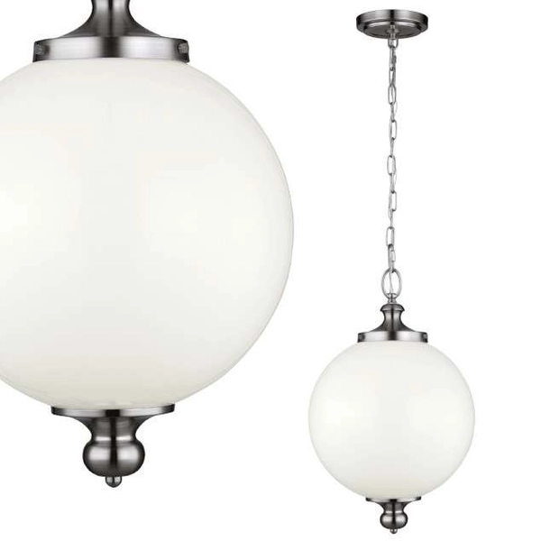 Loftowa LAMPA wisząca FE-PARKMAN-PL-PN Elstead FEISS industrialna OPRAWA szklany ZWIS kula na łańcuchu biała brązowa