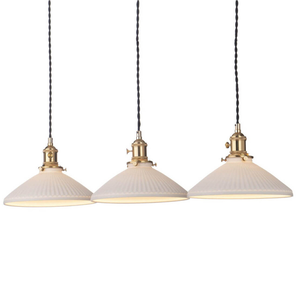 Wisząca lampa ceramiczna Hadano HAD3640-10 potrójna mosiądz biały