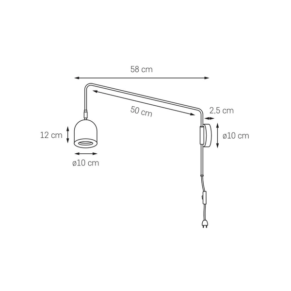Regulowany kinkiet metalowy GASPAR 21054102 loftowa lampa czarna