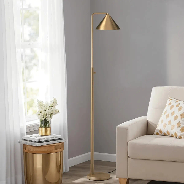 Salonowa stojąca lampa Remyck ALM-REMYCK-FL-GD z przełącznikiem złoty