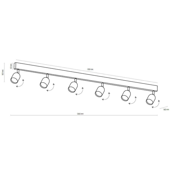Wielopunktowa lampa sufitowa Top 1019 TK Lighting reflektorki czarna outlet