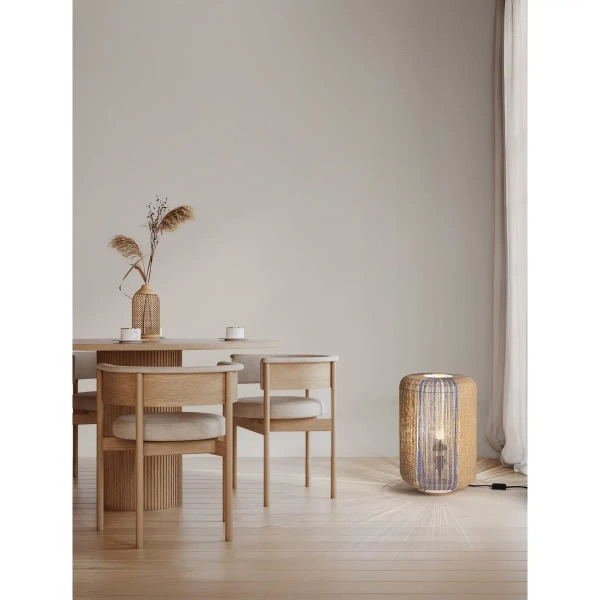 Sypialniana lampka nocna DULERMO LE45352 cylindryczna brązowa niebieska